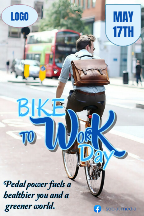White Maximalist Bike To Work Day  Pinterest Graphic template