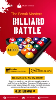 White Maximalist Billiards Tournament  Instagram Story Instagram-Story template