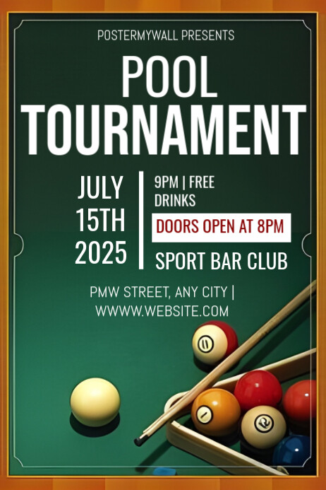 Pool Comp Posters Copy of White Maximalist Billiards Tournament Poster | PosterMyWall