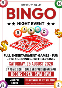 White Maximalist Bingo Night Event Invitation A2 template