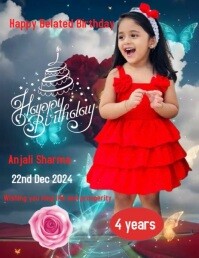 White Maximalist Birthday Anniversary  Flyer (us Letter) template
