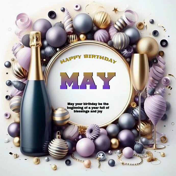 White Maximalist Birthday Card Logo template