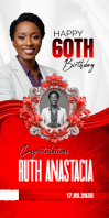Putih 60th Birthday Celebration ป้ายโรลอัป 3' × 6' Template