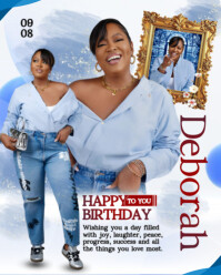 White Maximalist Birthday Flyer Instagram Portrait template