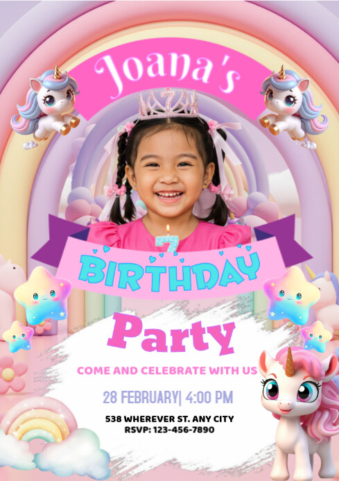Copy of White Maximalist Birthday Invitation Template A4 | PosterMyWall