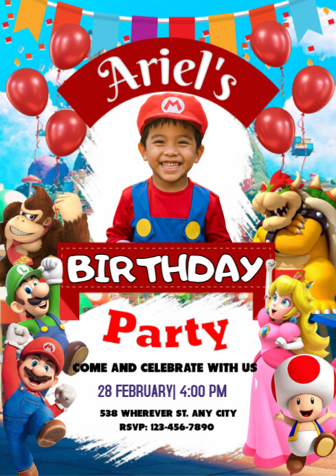 White Maximalist Birthday Invitation Template A4 | PosterMyWall
