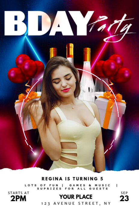 Plantilla de White Maximalist Birthday Night Poster | PosterMyWall