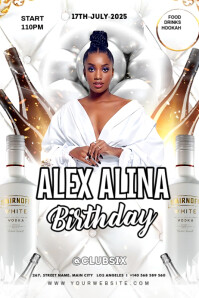 White Maximalist Birthday Party Flyer Poster template