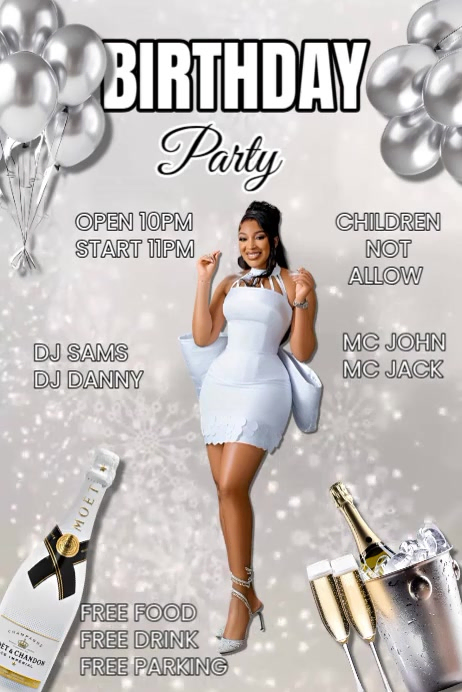Copy of White Maximalist Birthday Party Flyer Poster | PosterMyWall