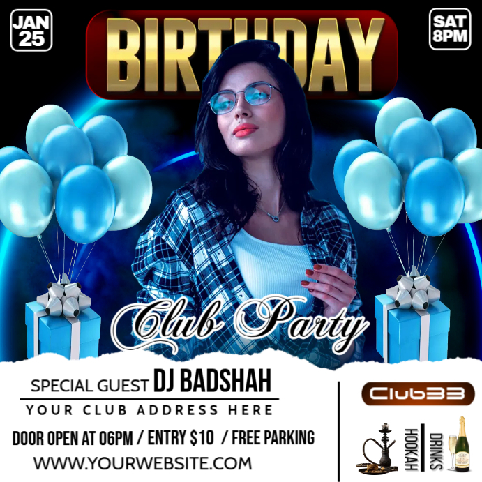 White Maximalist Birthday Party Instagram Post Template | PosterMyWall