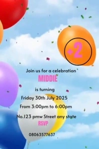 White Maximalist Birthday Template  Pinterest Graphic