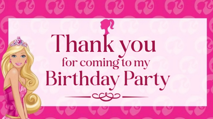 White Maximalist Birthday Thank You Card Digital Display (16:9 ...