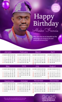 White Maximalist Birthday Wishes Calendar Template Design Us Legal