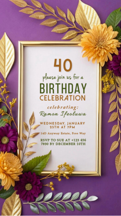 White Maximalist Birthdays Celebration Invite  Whatsapp Status template