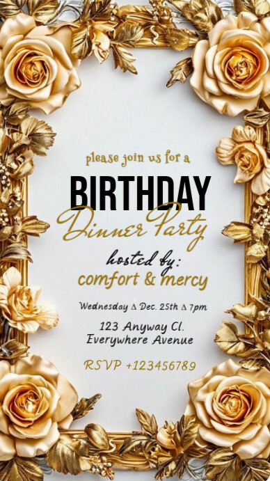 White Maximalist Birthdays Dinner Party Invite Whatsapp Status Template ...