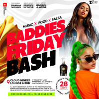 White Maximalist Black 3d Colourful Freaky Friday Party Club Flyer For Social Media Instagram Portra template