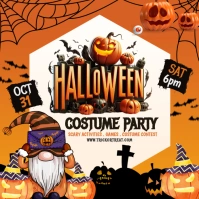 White Maximalist Black And Orange Halloween Costume Party Invite Instagram Post Instagram-bericht template