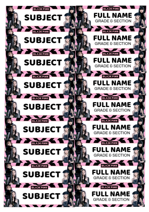 White Maximalist Blackpink Theme Subject Labels A4 Templat | PosterMyWall