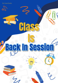 White Maximalist Blue, Yellow Class In Session Joyful Illustrative  A2 template