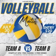 White Maximalist Blue And Yellow Volleyball M Post Instagram template