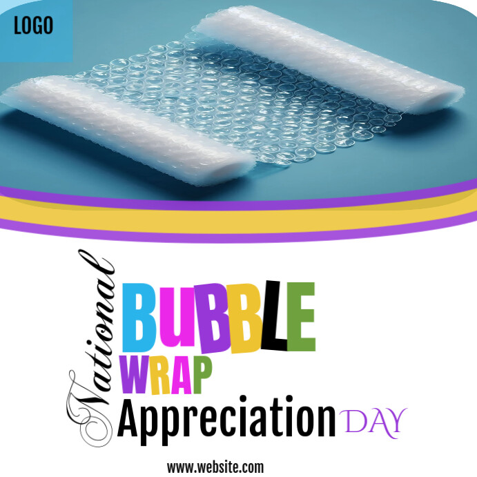 White Maximalist blue bubble wrap Instagram Post Template | PosterMyWall