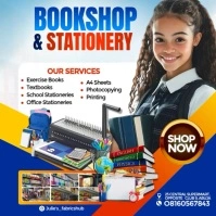 White Maximalist Bookstore And Stationery Design Template  Instagram Post