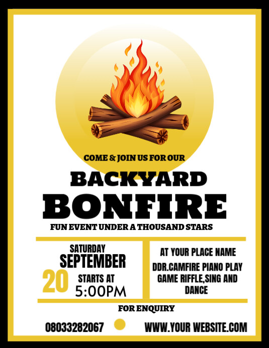White Maximalist Bornfire Party Flyer  Flyer (us Letter) Pamflet (VSA Brief) template