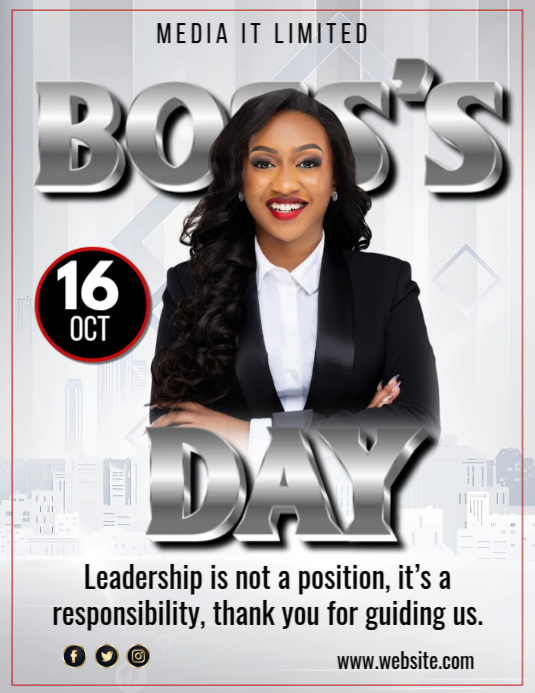 White Maximalist Boss's Day Flyer (us Letter) Template | PosterMyWall
