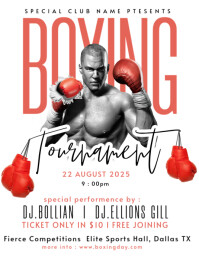 White Maximalist Boxing Tournament Flyer Flyer (us Letter) Pamflet (Letter AS) template