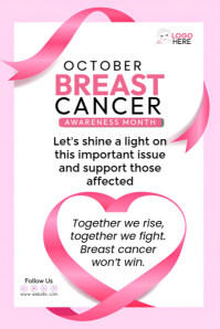 White Maximalist Breast Cancer Awareness Ads Poster template