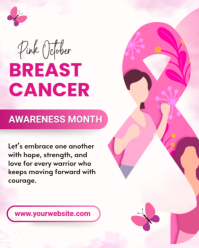 White Maximalist Breast Cancer  Instagram Portrait template