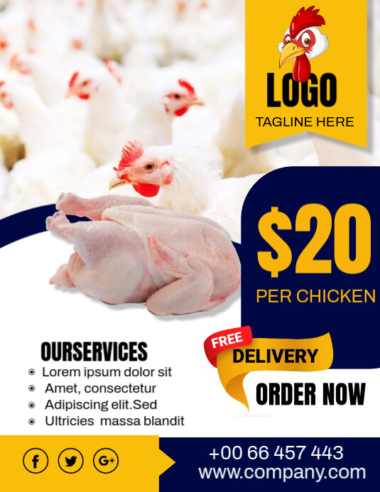 White Maximalist Broiler Chicken Flyer (us Letter) Template | PosterMyWall