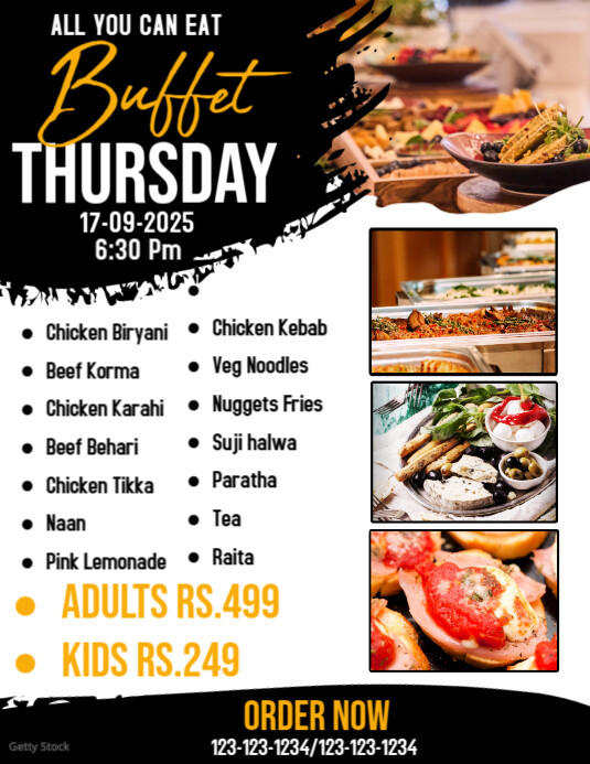 White Maximalist Buffet Thursday Flyer (us Letter) template