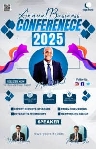 White Maximalist Business Conference Flyer Half Page Wide template