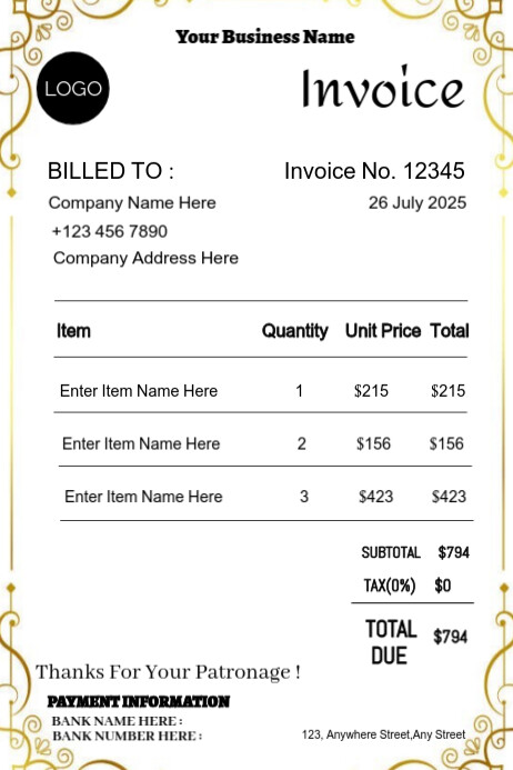 White Maximalist Business Invoice Template Design  Poster
