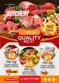 White Maximalist Butchery Flyer A3 template