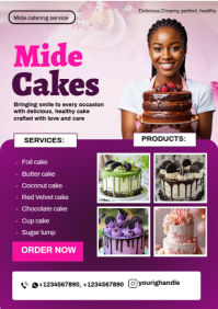 White Maximalist Cakes And Confectionery Flyer A3 template