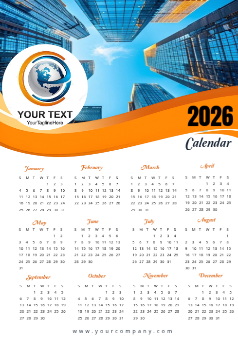 White Maximalist Calendar 2026 A4 Template | PosterMyWall