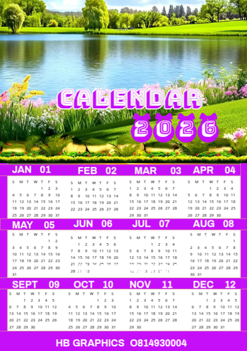 White Maximalist Calendar 2026 A4 Template | PosterMyWall