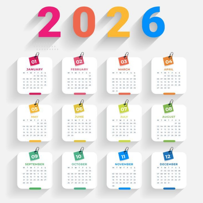 White Maximalist Calendar 2026 Template Instagram Post | PosterMyWall