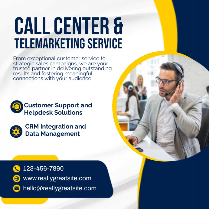 White Maximalist Call Center Flyer Poster Ins Template | PosterMyWall