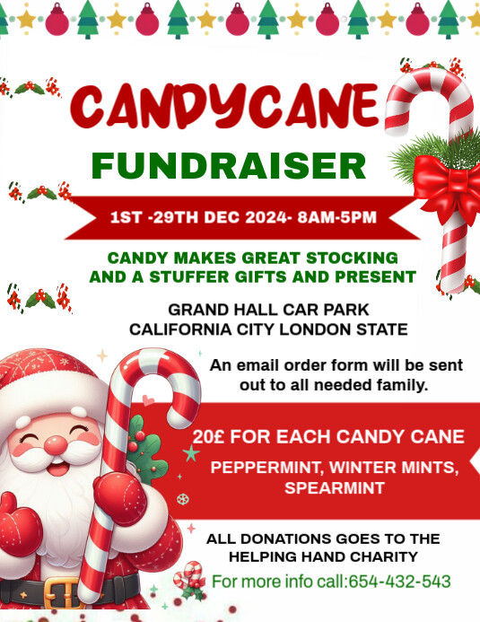Copy of White Maximalist Candy Cane Fundraiser Template Design Flyer ...