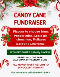 White Maximalist Candy Cane Fundraiser Template Design Flyer (us Letter) Iflaya (Incwadi ye-US)
