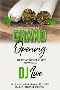 White Maximalist Cannabis Poster Póster template