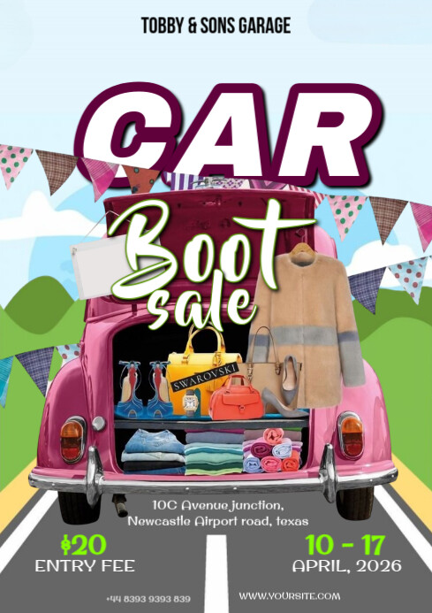 White Maximalist Car Boot Sale Adverts  A4 template
