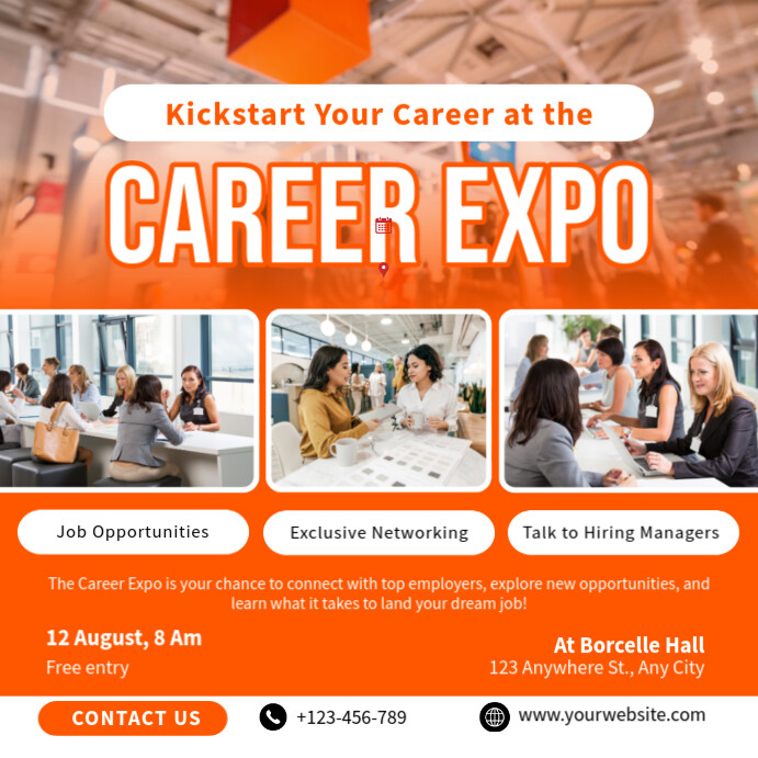 White Maximalist Career Expo And Job Fair Ad Flyer Design Instagram ...