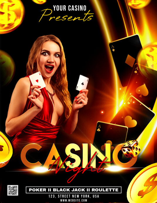 White Maximalist Casino Night Flyer (us Letter) template