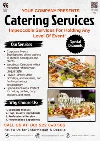 White Maximalist Catering Services A6 template