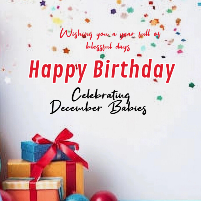 White Maximalist Celebrating December Birthdays Instagram Post Template ...