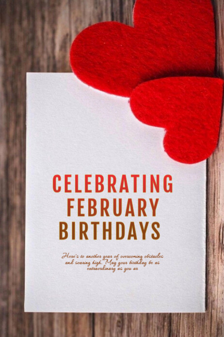 White Maximalist Celebrating February Birthdays Banner 4' × 6' Template ...